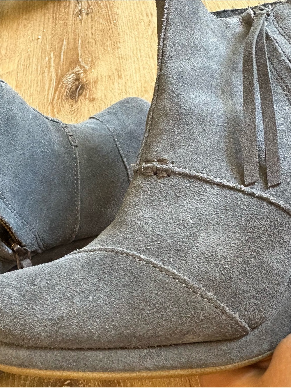 Toms Gray Suede Ankle Booties